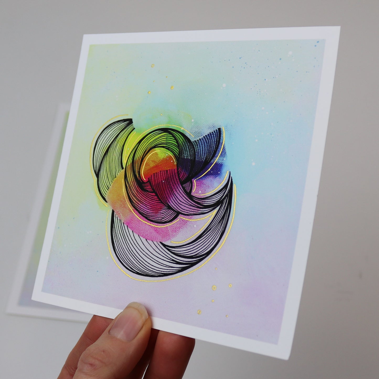 Open Edition Print: "Rainbow Coiling I" Hand Embellished