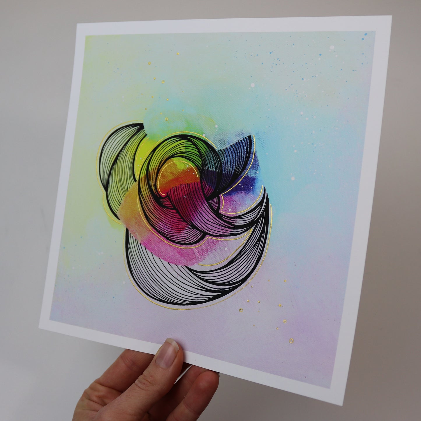Open Edition Print: "Rainbow Coiling I" Hand Embellished